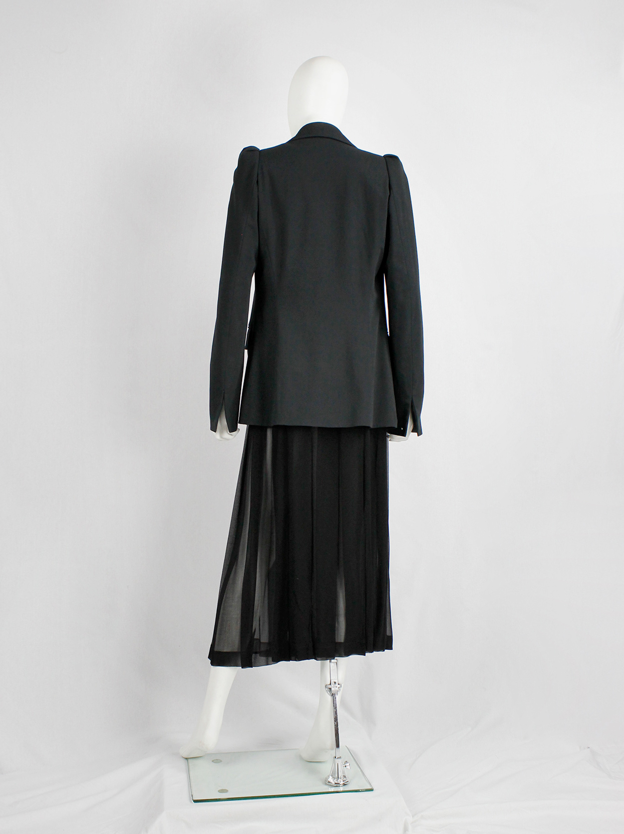 Comme des Garçons Robe de Chambre black pleated maxi skirt with semi ...