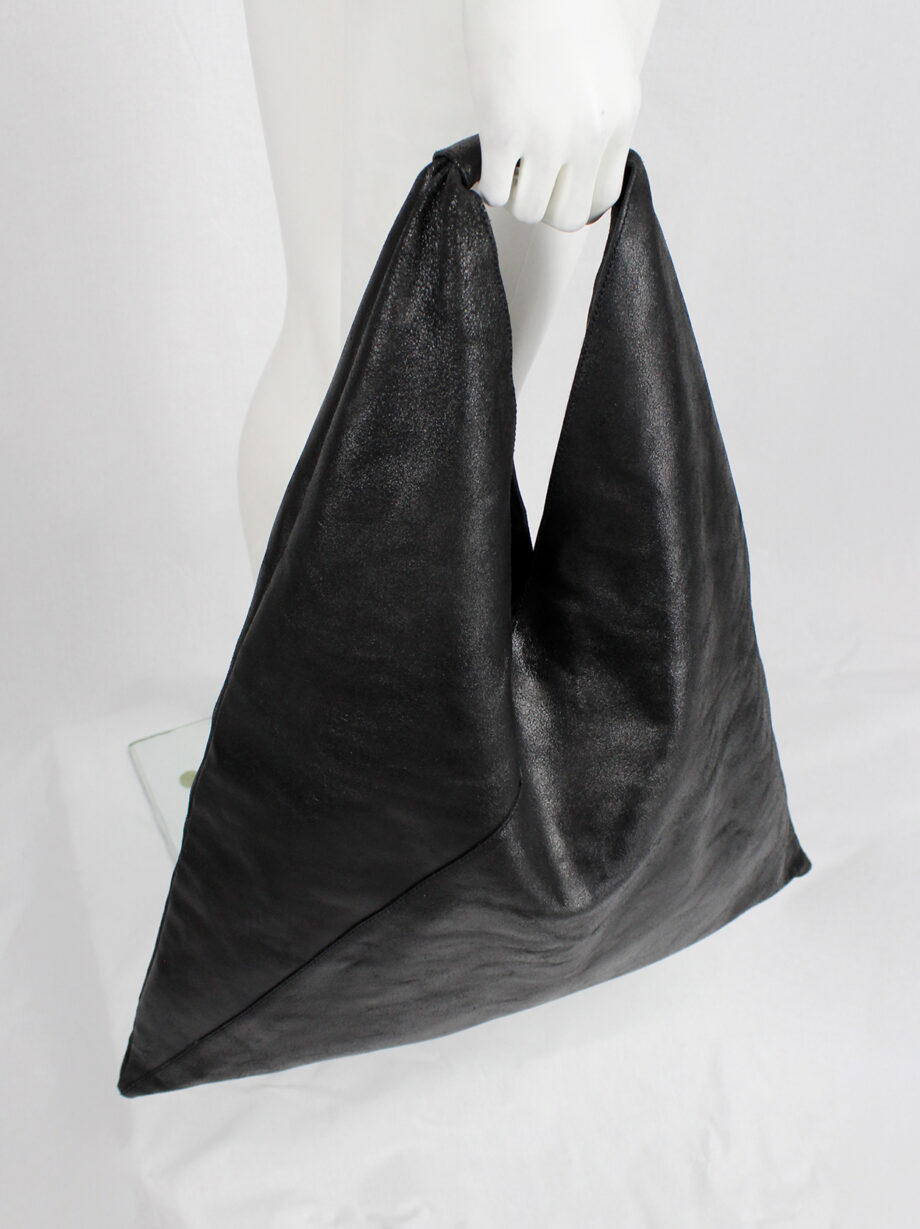 Maison Margiela MM6 black oversized bento bag in distressed leather spring 2012 (10)