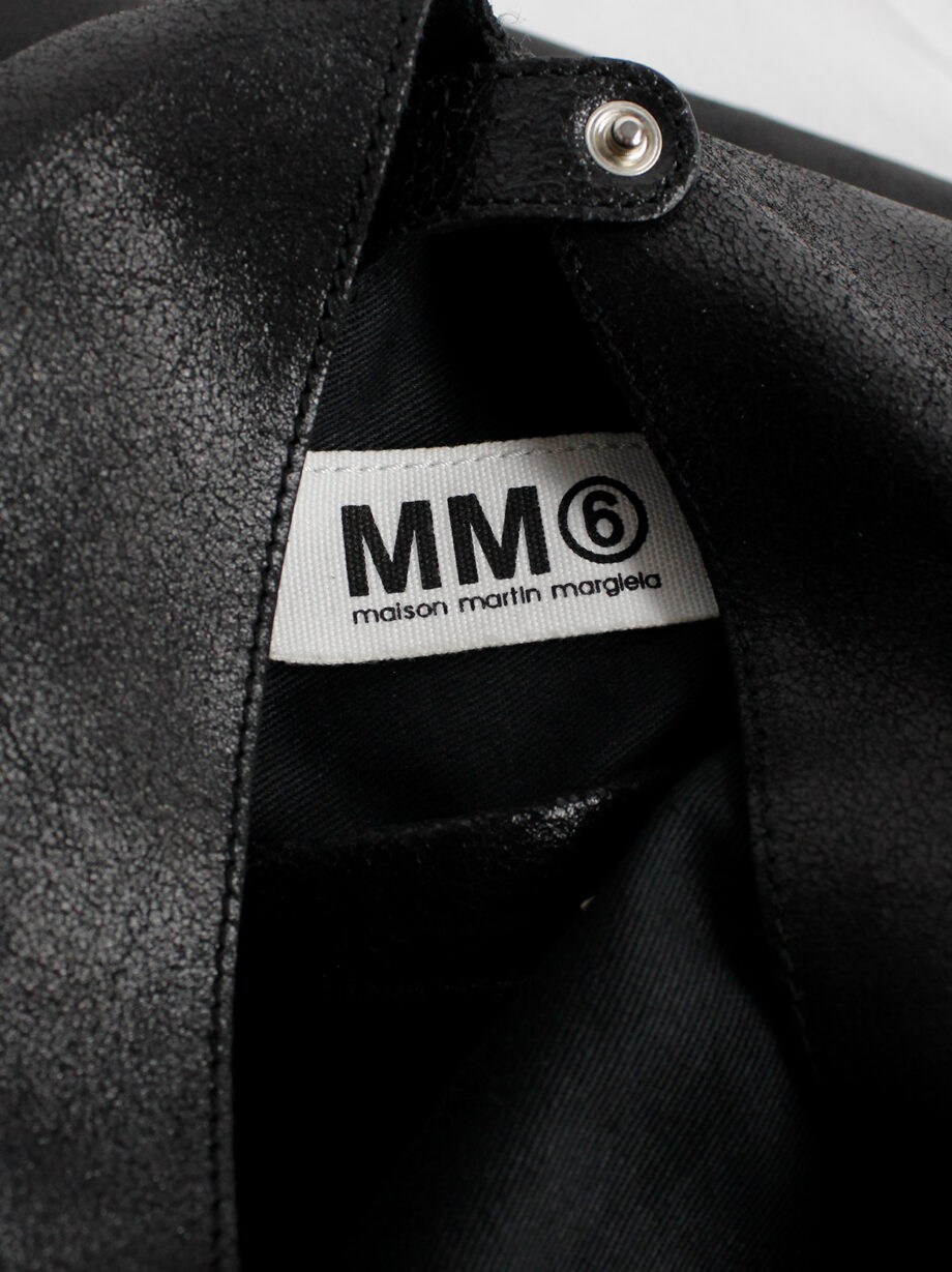 Maison Margiela MM6 black oversized bento bag in distressed leather spring 2012 (6)