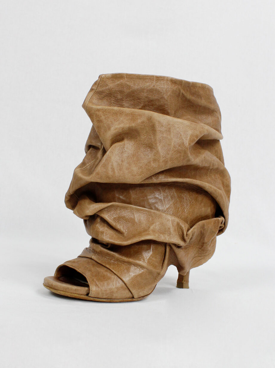 Maison Margiela brown paperbag ankle boots with stiletto heel spring 2010 (1)
