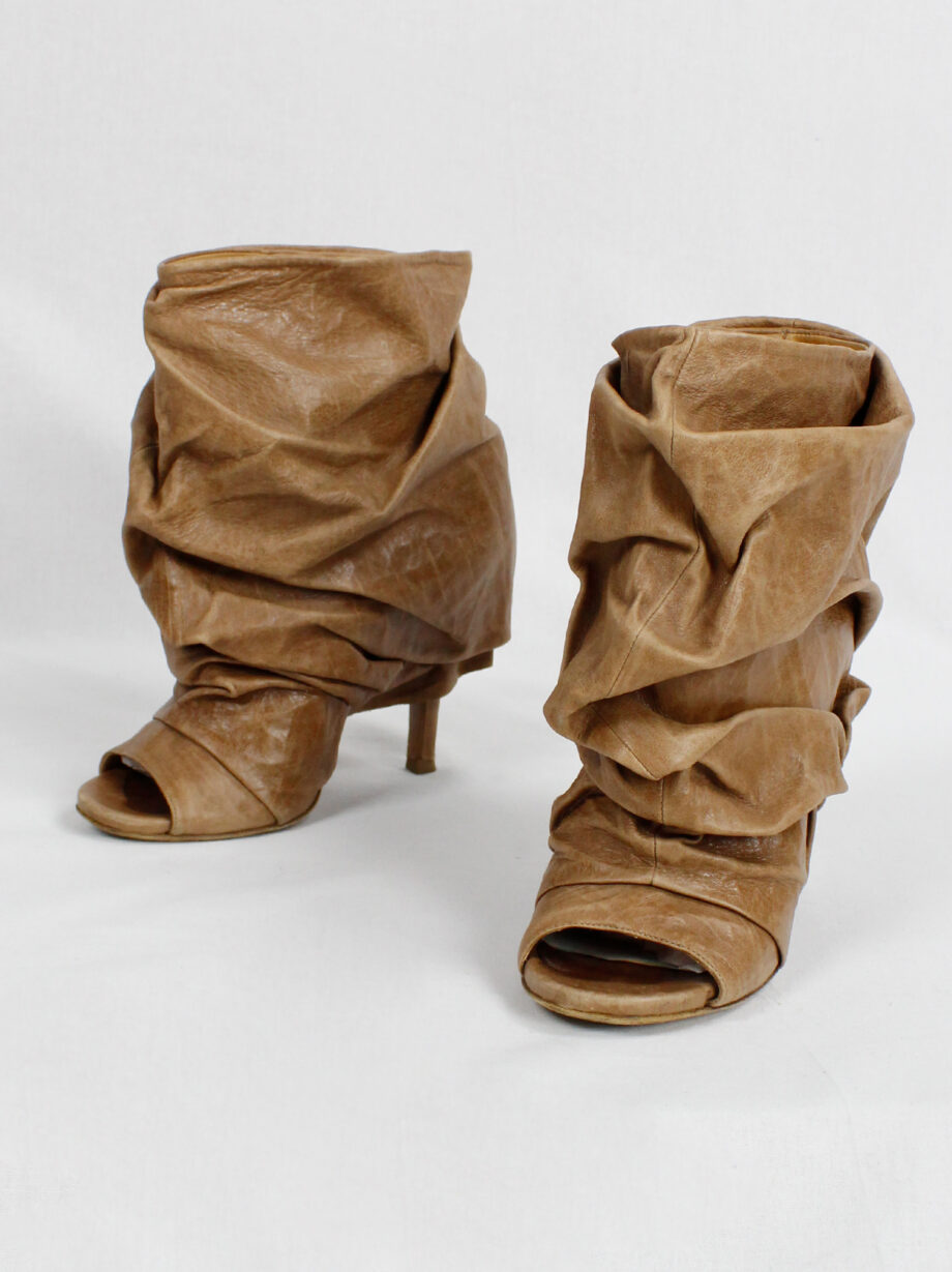Maison Margiela brown paperbag ankle boots with stiletto heel spring 2010 (17)