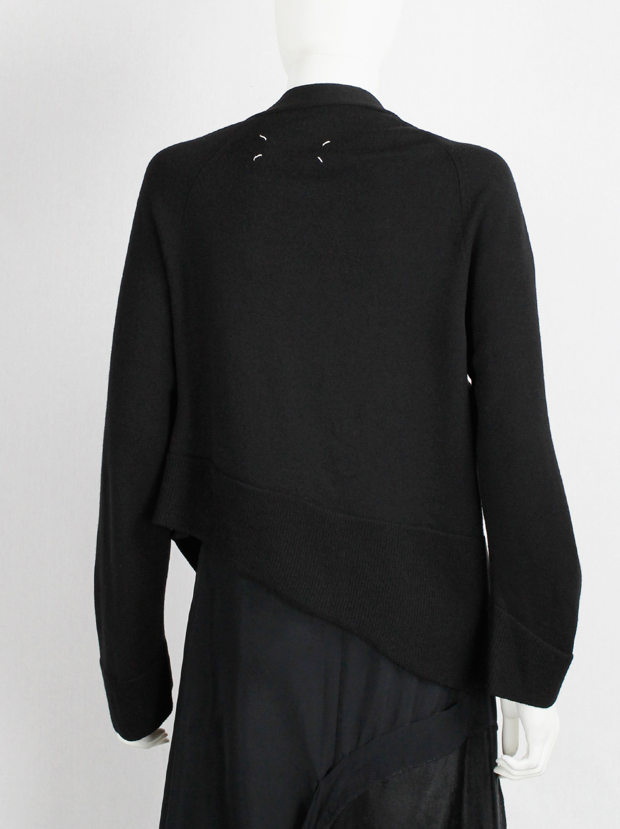 Maison Martin Margiela black asymmetric stretched out cardigan — fall ...