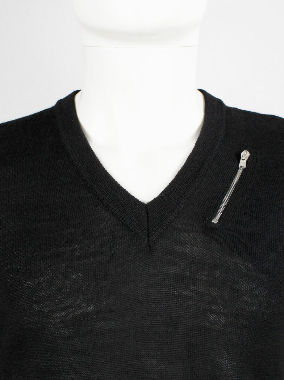 Maison Martin Margiela black jumper with slanted zipper pocket at the neck fall 2006 (11)