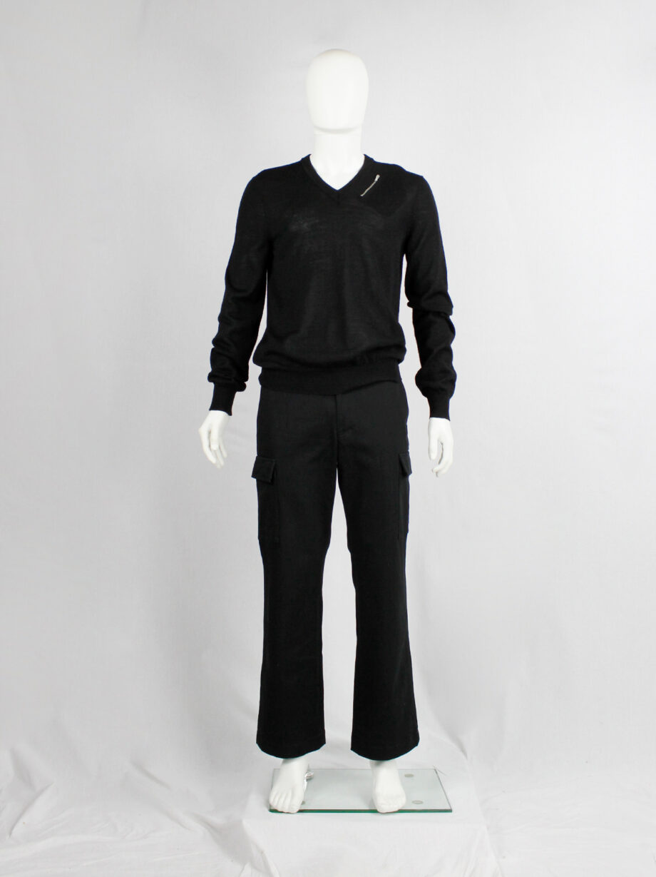 Maison Martin Margiela black jumper with slanted zipper pocket at the neck fall 2006 (13)