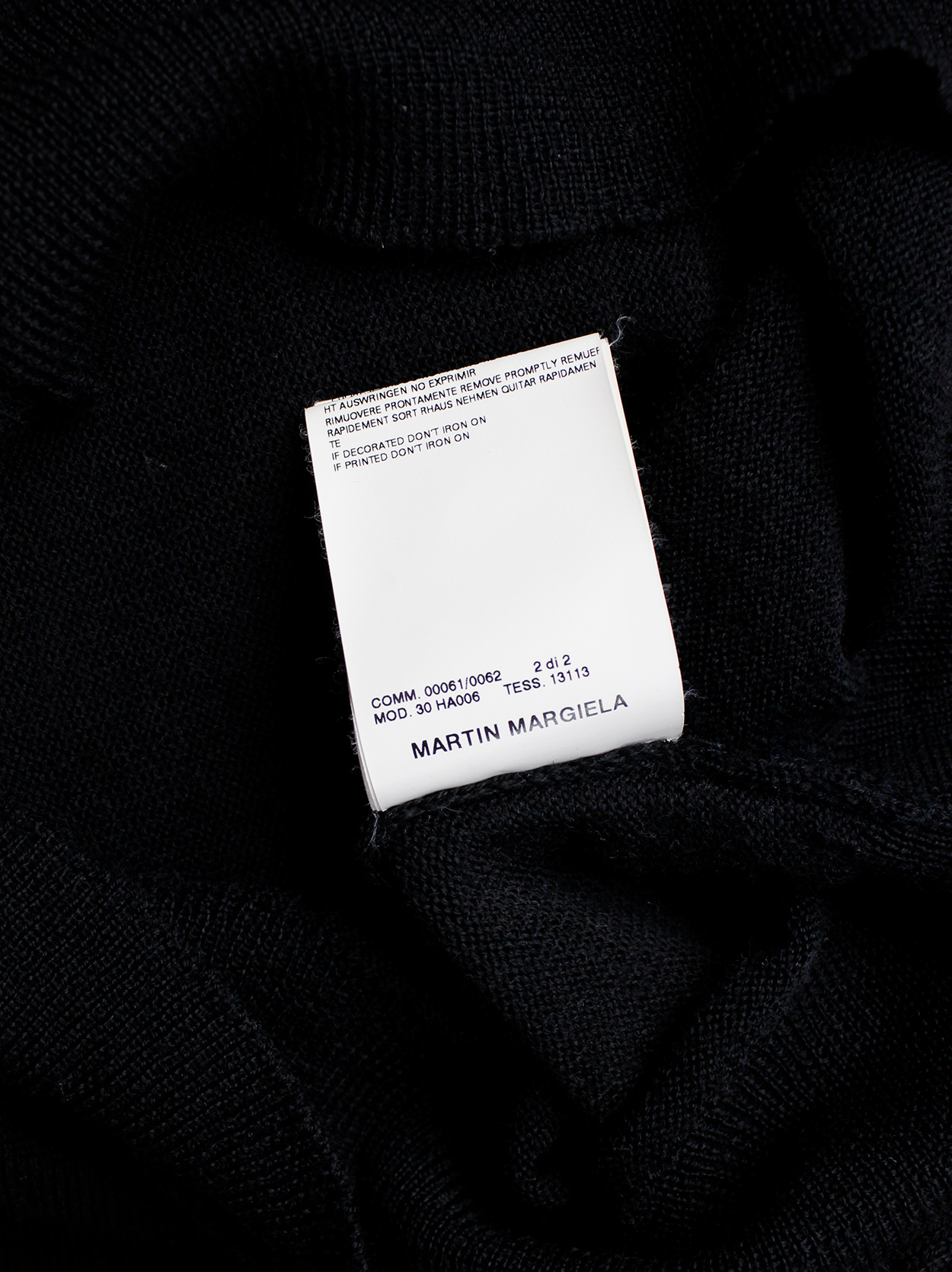 Maison Martin Margiela black jumper with slanted zipper pocket at the ...