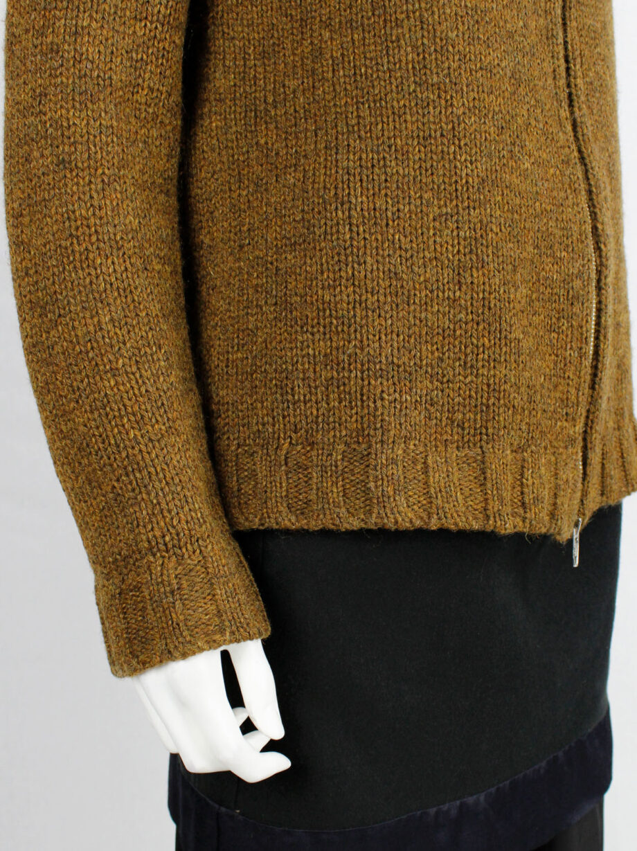 Maison Martin Margiela brown zipper jumper with oversized standing neckline fall 1998 (14)