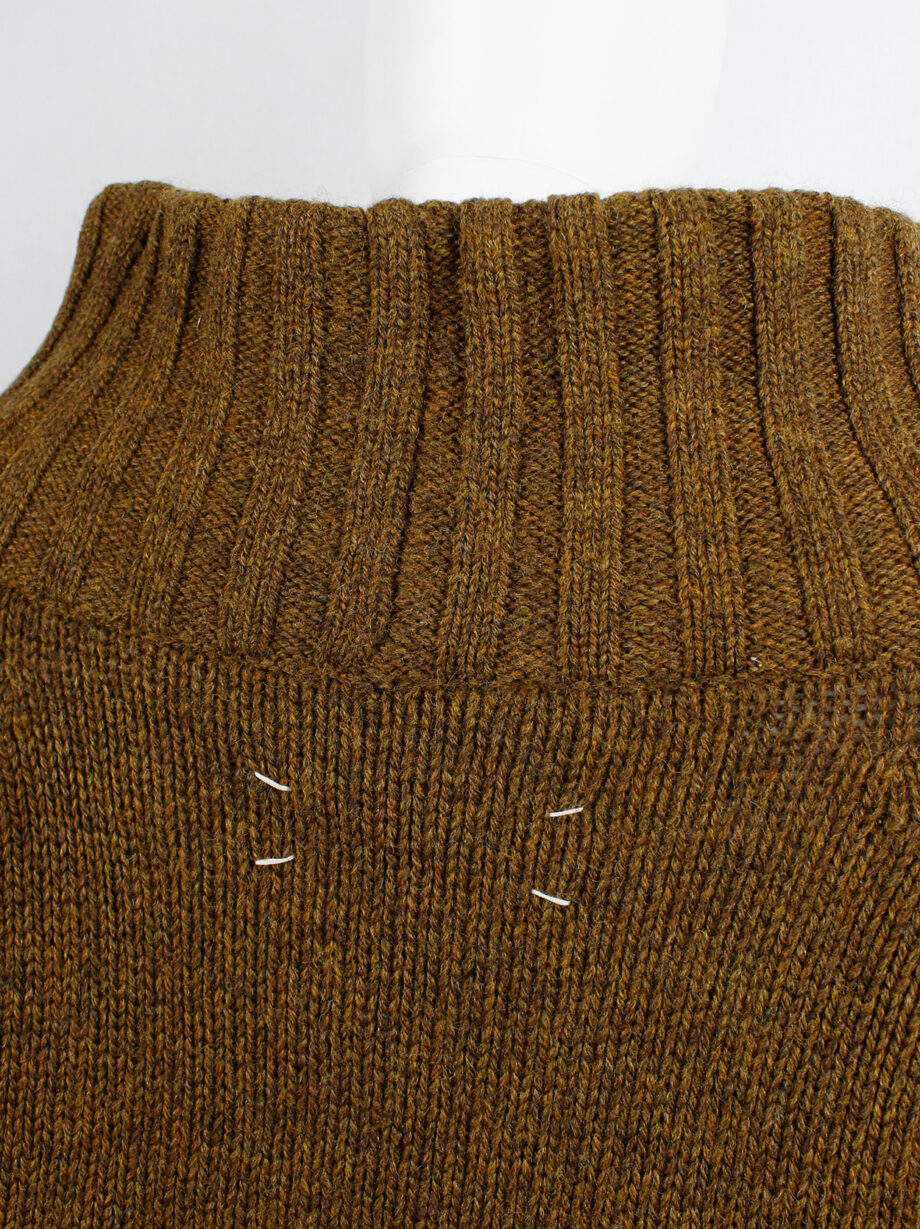 Maison Martin Margiela brown zipper jumper with oversized standing neckline fall 1998 (16)