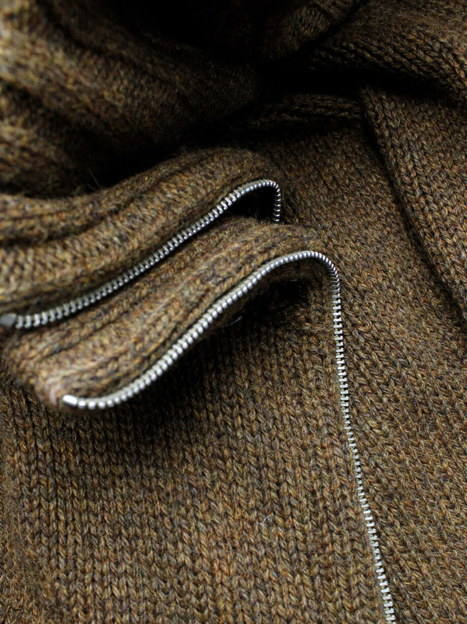 Maison Martin Margiela brown zipper jumper with oversized standing neckline fall 1998 (21)