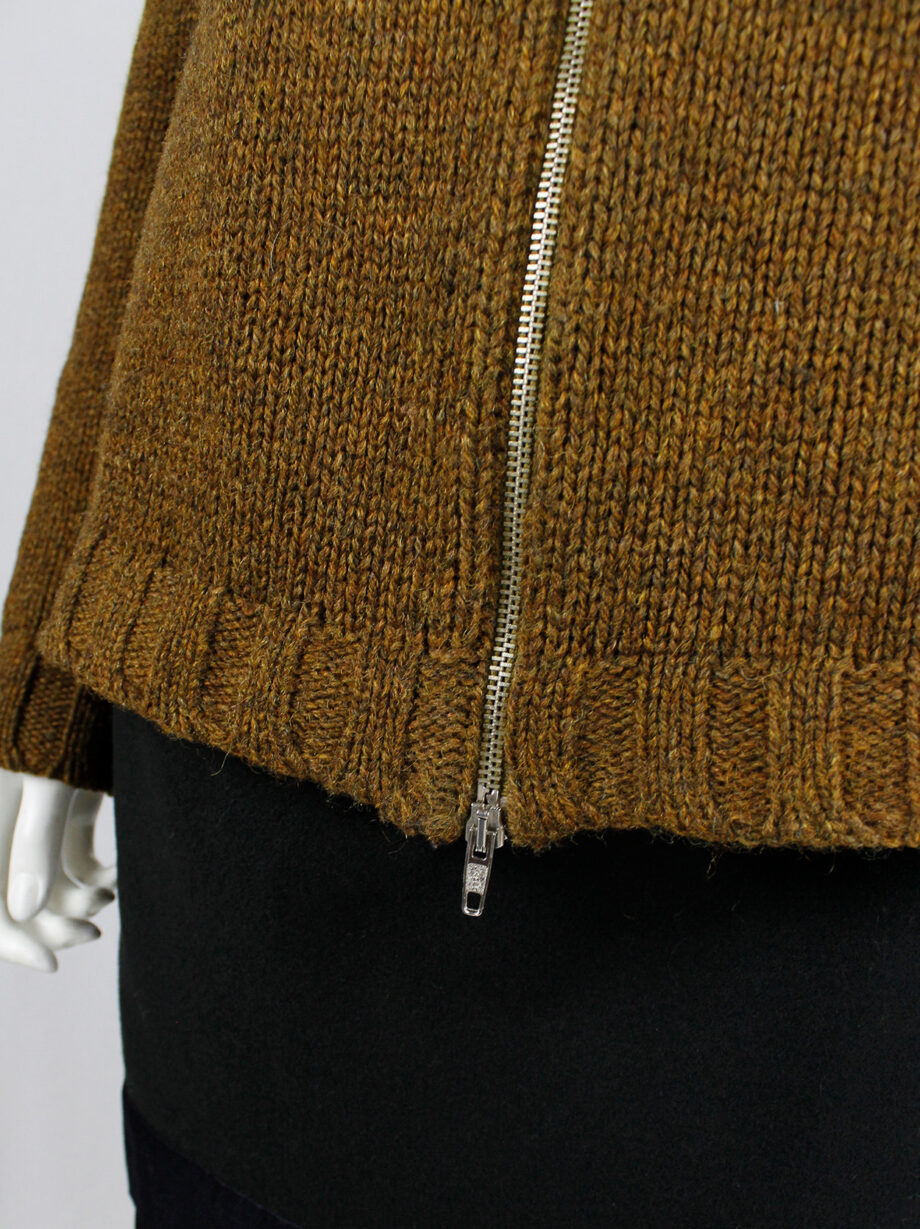 Maison Martin Margiela brown zipper jumper with oversized standing neckline fall 1998 (9)
