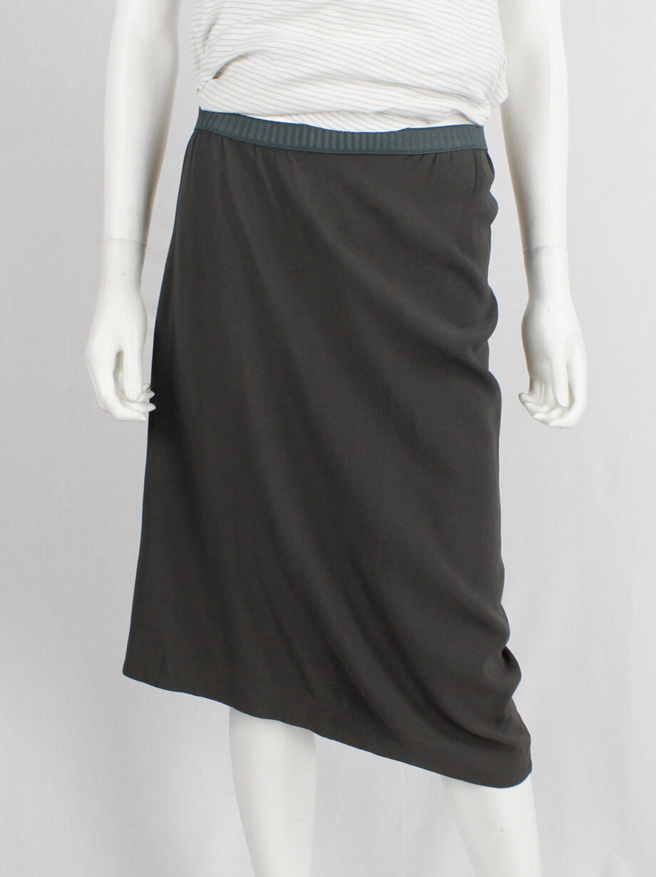 Maison Martin Margiela grey-green curved skirt with asymmetric hem fall 2003 (12)