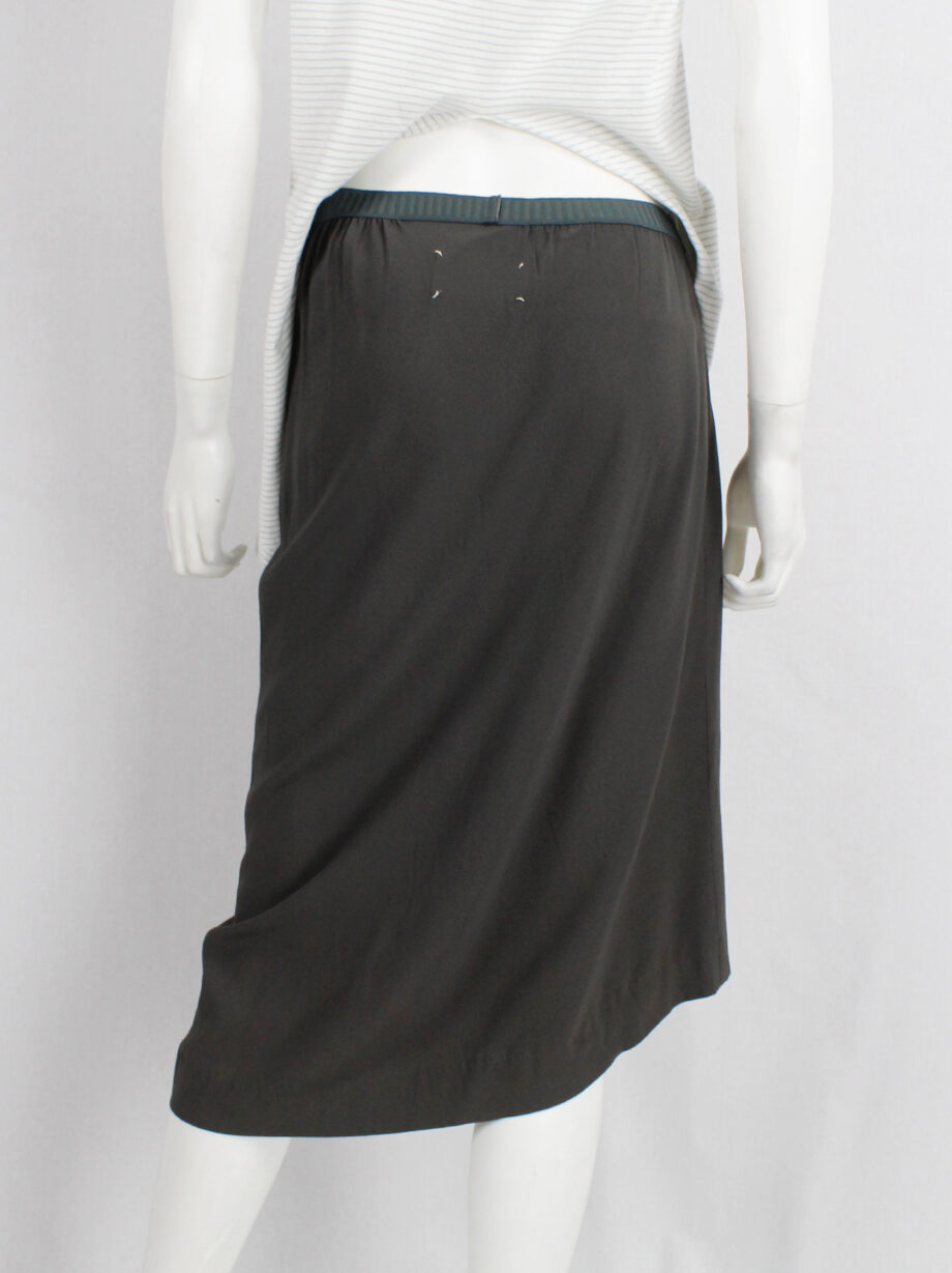 Maison Martin Margiela grey-green curved skirt with asymmetric hem fall 2003 (5)