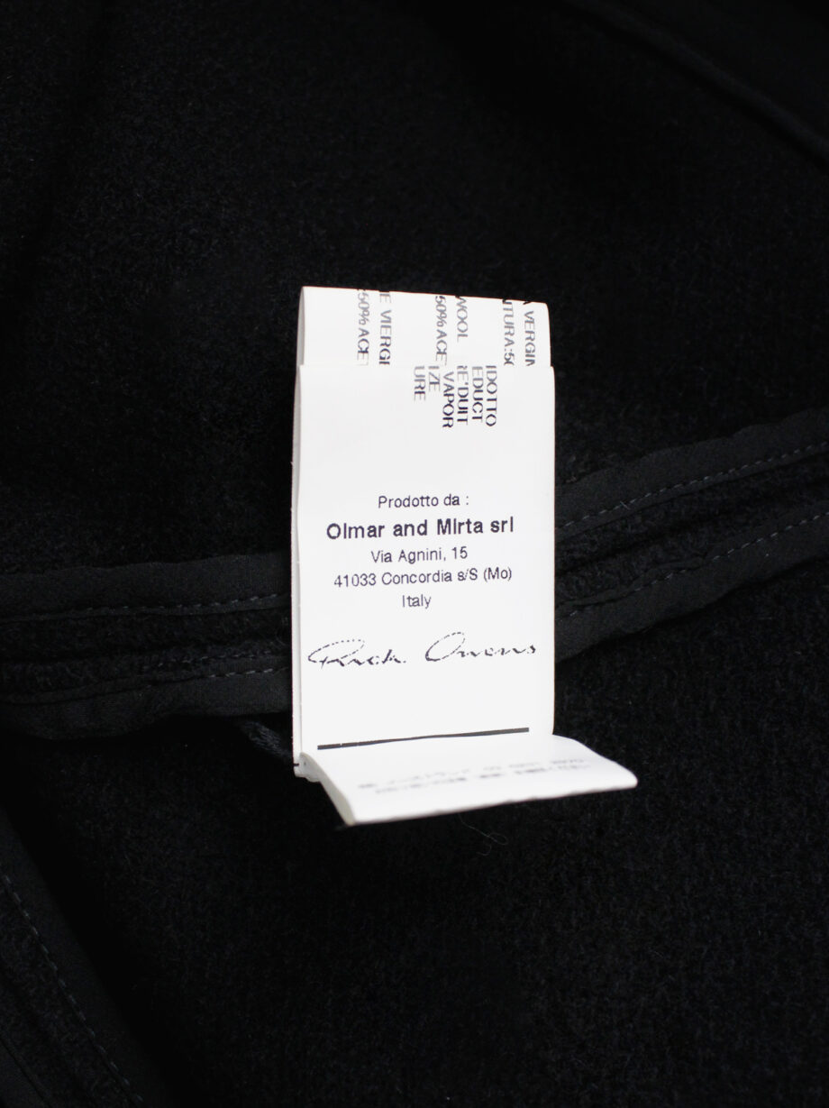 Rick Owens MOUNTAIN black large cocoon coat with silk front panel fall 2012 (25)