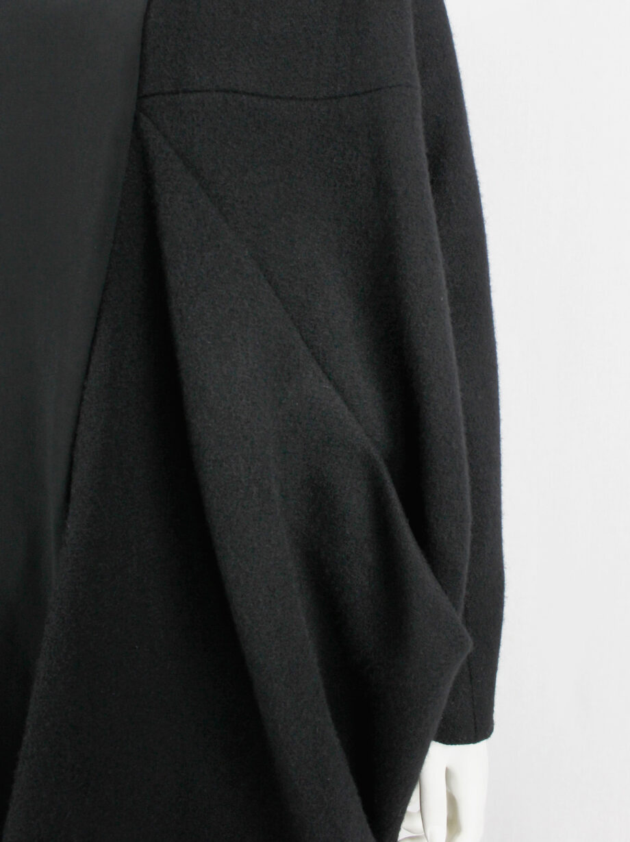 Rick Owens MOUNTAIN black large cocoon coat with silk front panel fall 2012 (3)