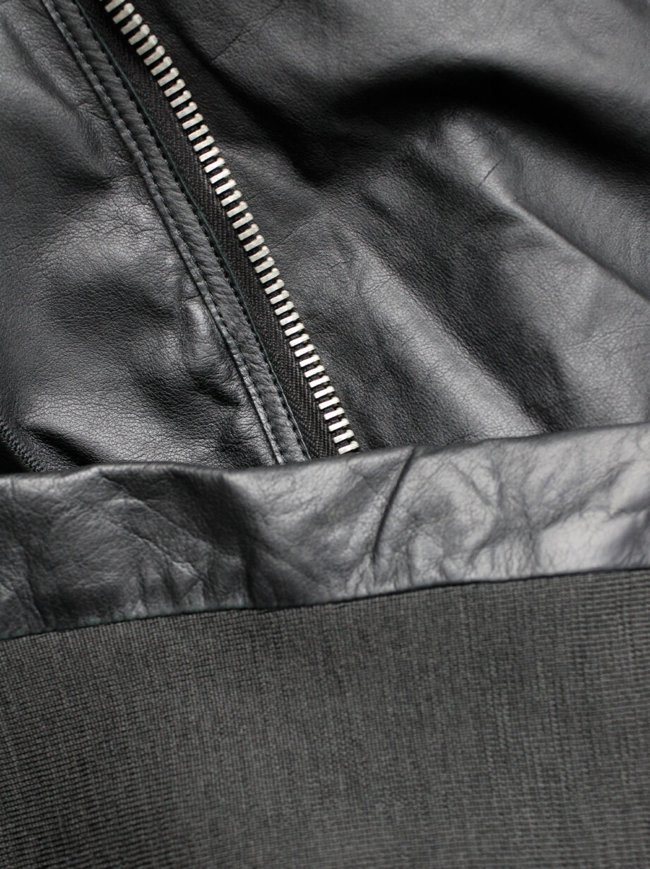 Rick Owens black leather classic biker jacket with standing neckline (2)