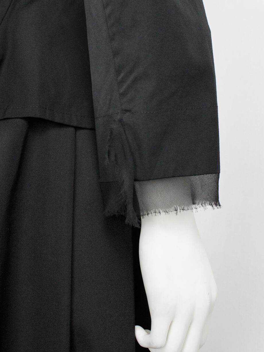 Yohji Yamamoto Noir black tailored blazer with frayed silk trim at the sleeves (12)