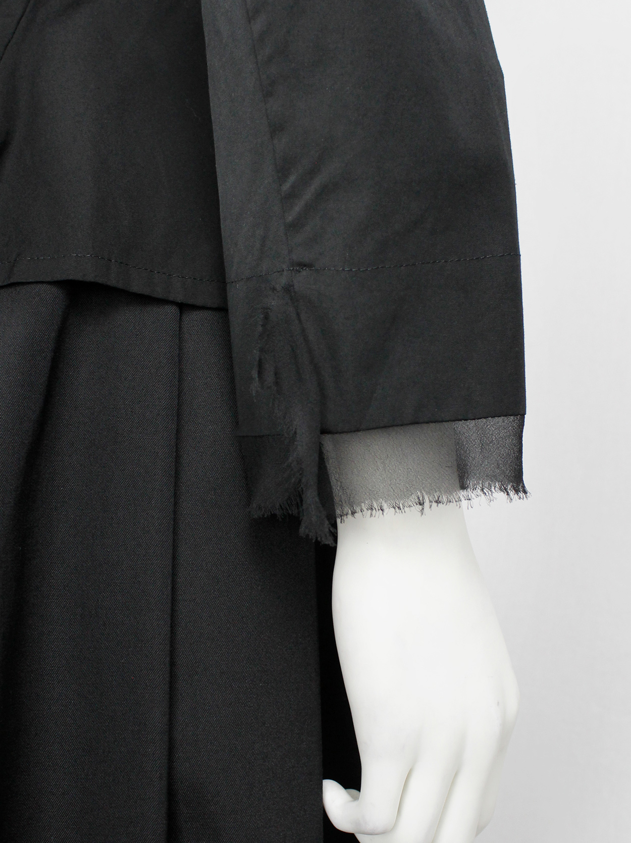 Yohji Yamamoto Noir black tailored blazer with frayed silk trim at the ...