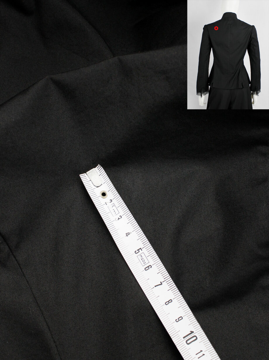 Yohji Yamamoto Noir black tailored blazer with frayed silk trim at the sleeves (3)