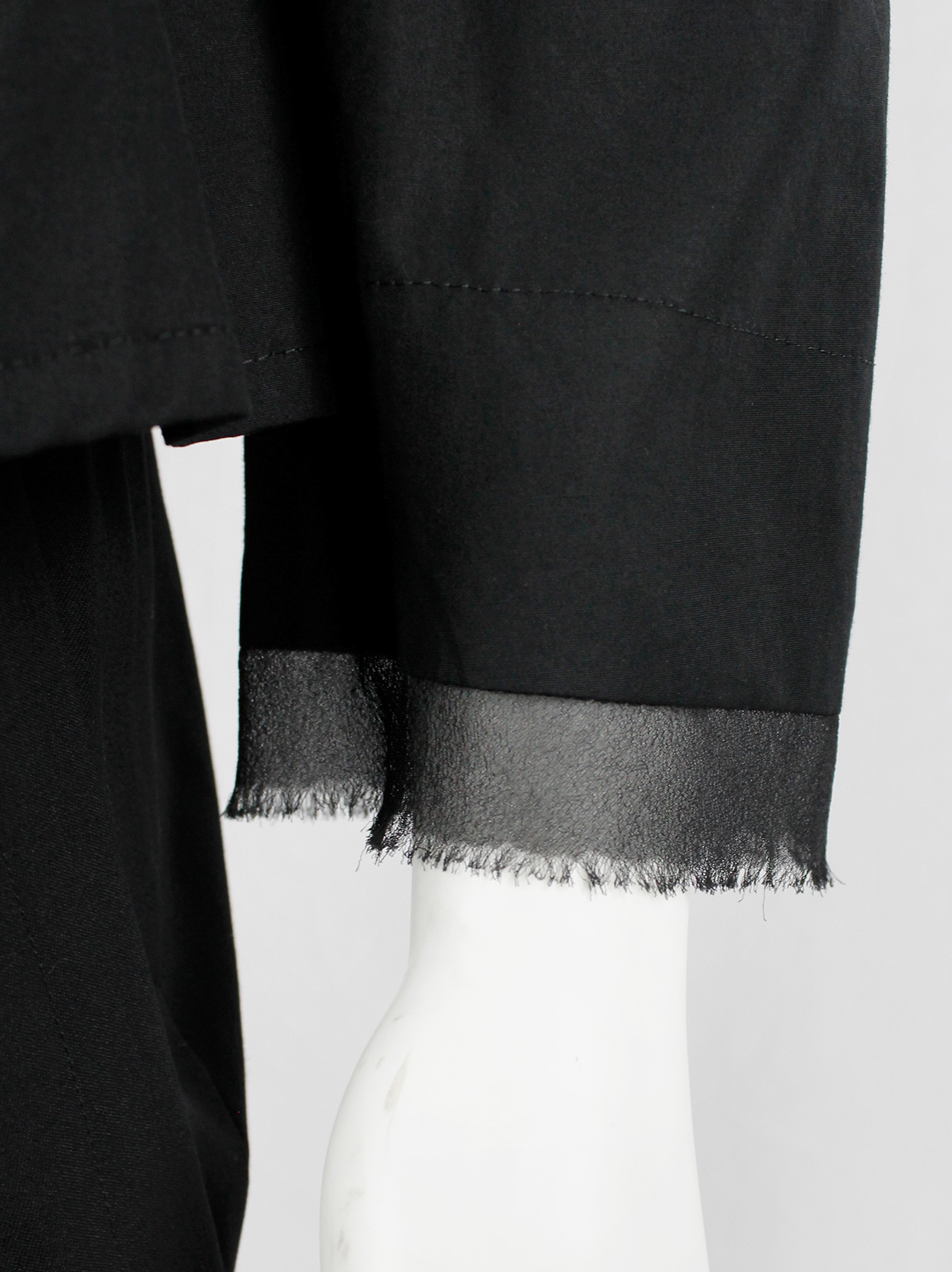 Yohji Yamamoto Noir black tailored blazer with frayed silk trim at the ...