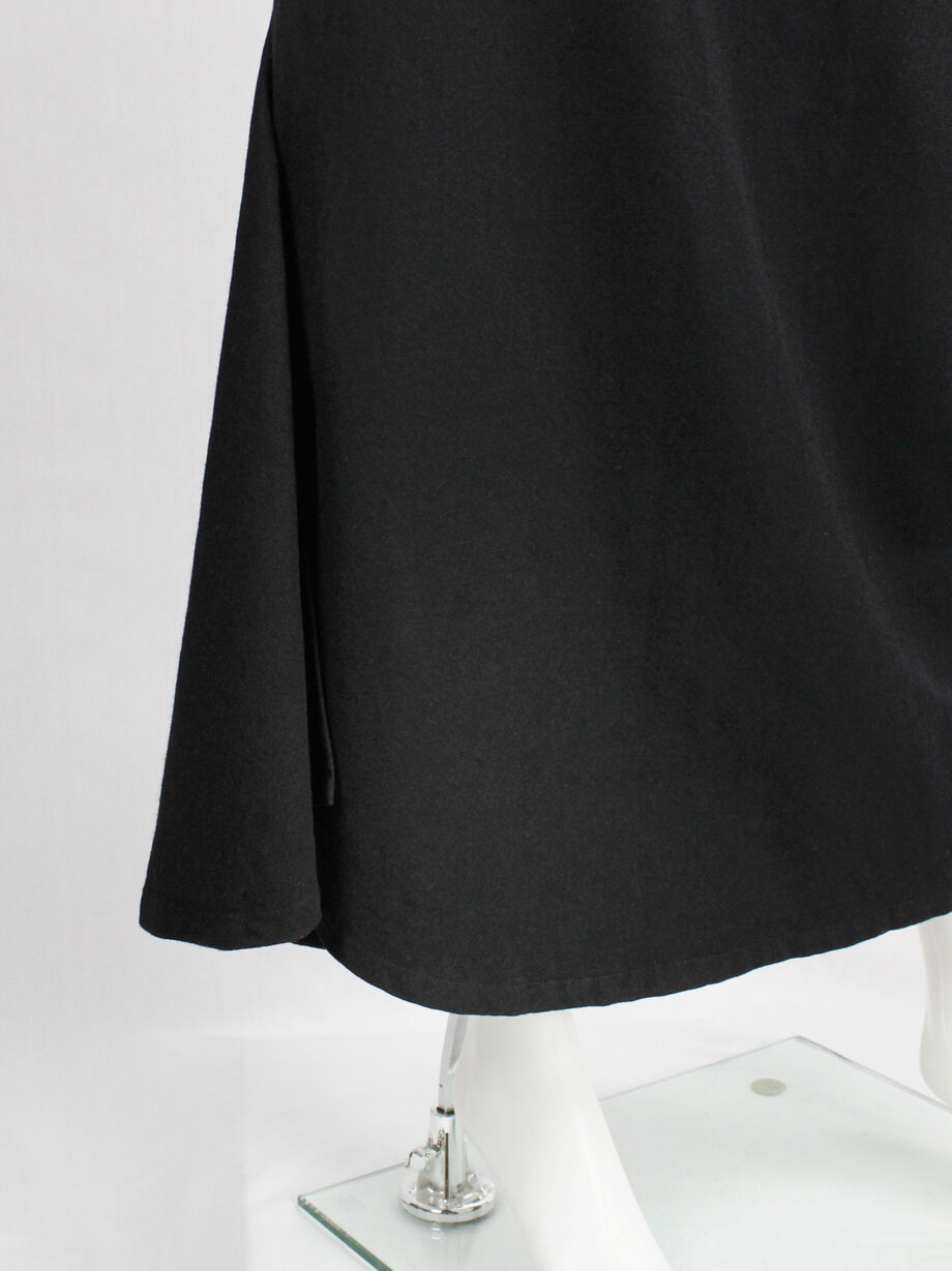 Yohji Yamamoto black curved maxi skirt with sculptural side slit (11)