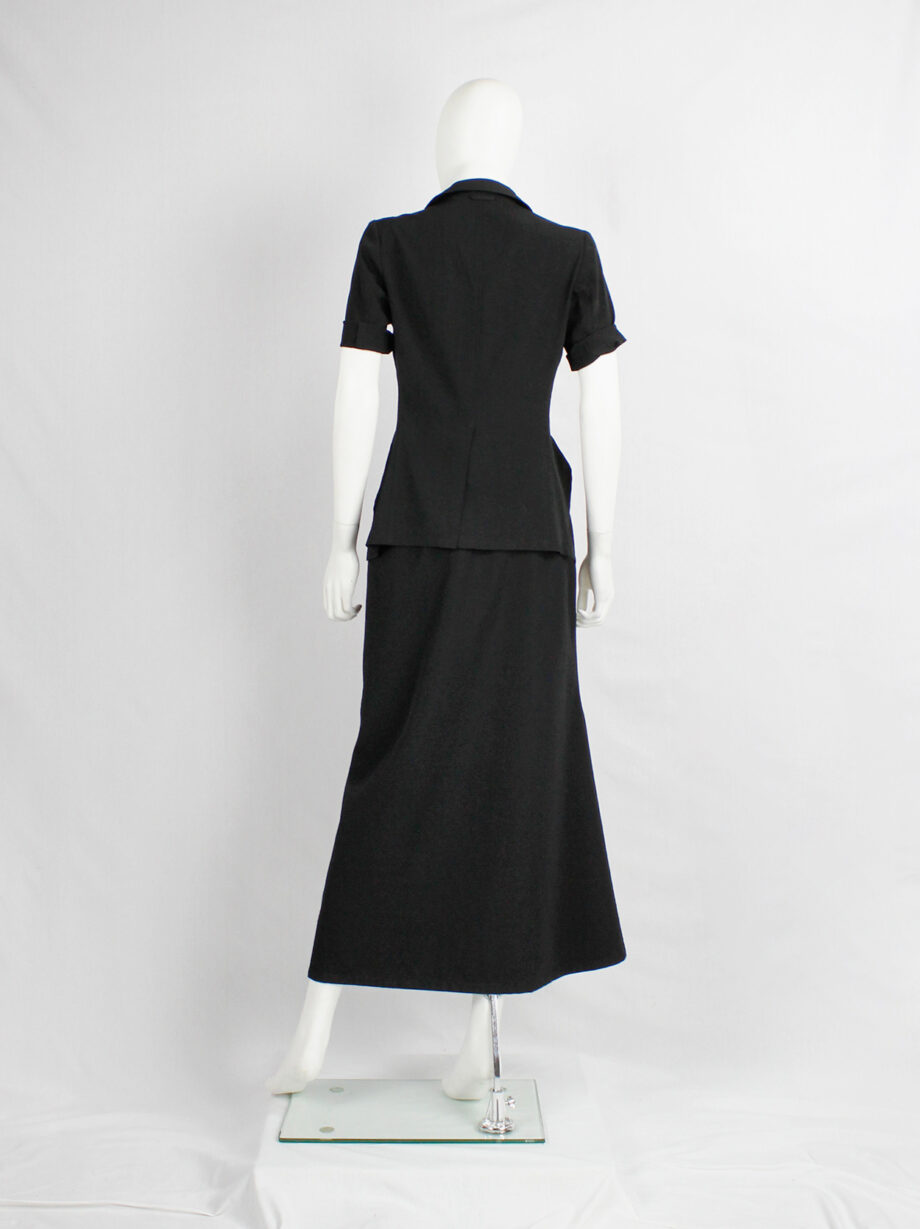 Yohji Yamamoto black curved maxi skirt with sculptural side slit (13)
