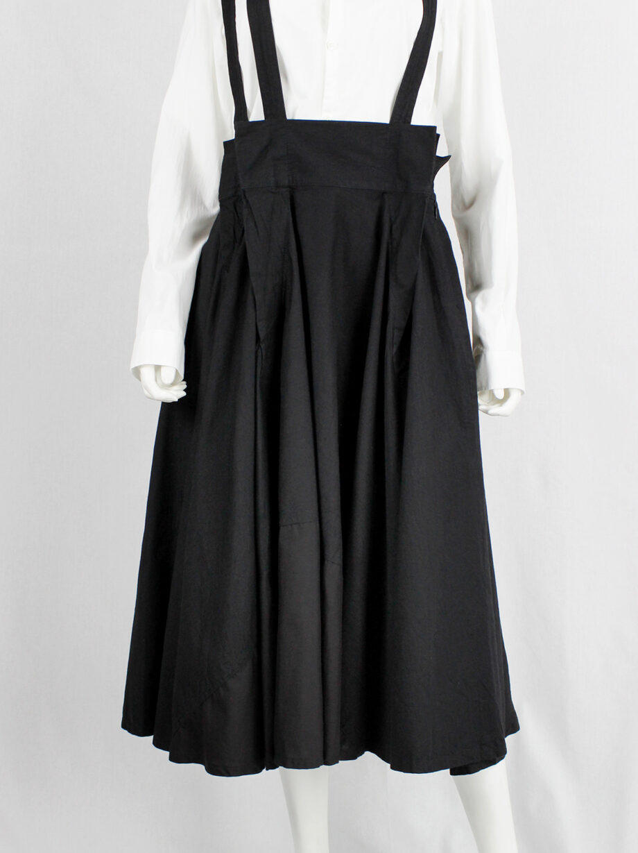 Y’s Red Label black dungaree dress with three suspenders (12)