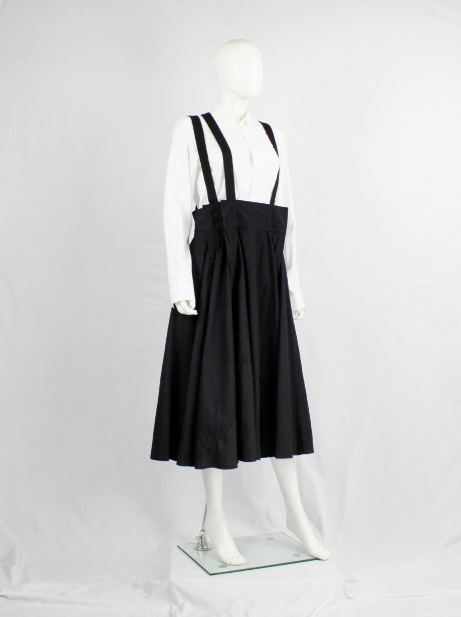 Y’s Red Label black dungaree dress with three suspenders (14)