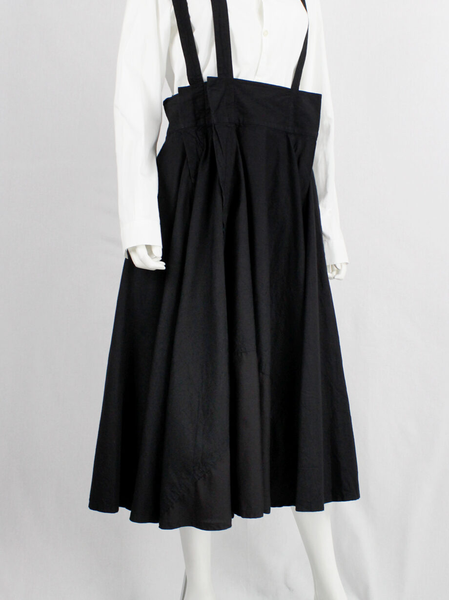 Y’s Red Label black dungaree dress with three suspenders (15)