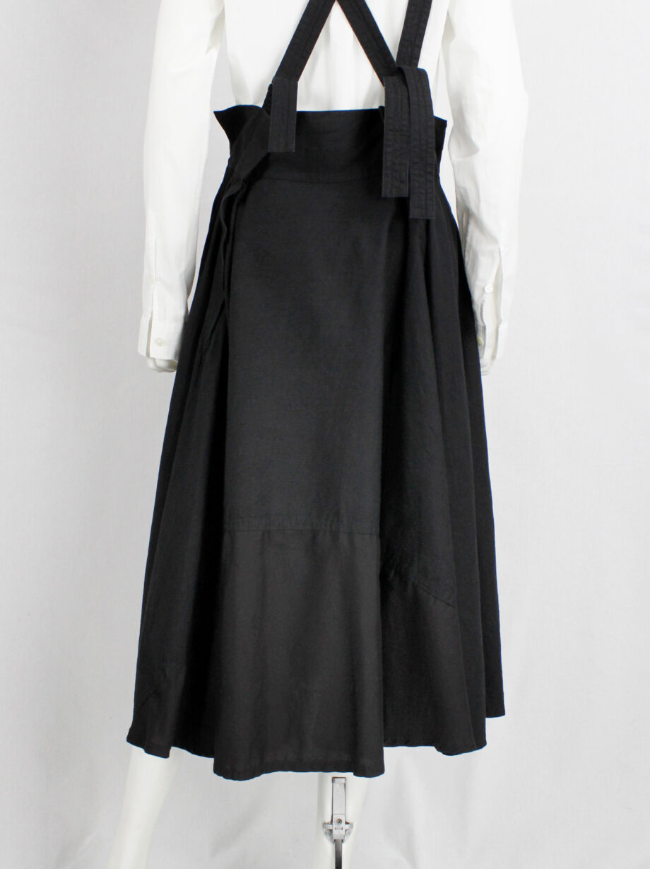 Y’s Red Label black dungaree dress with three suspenders (23)