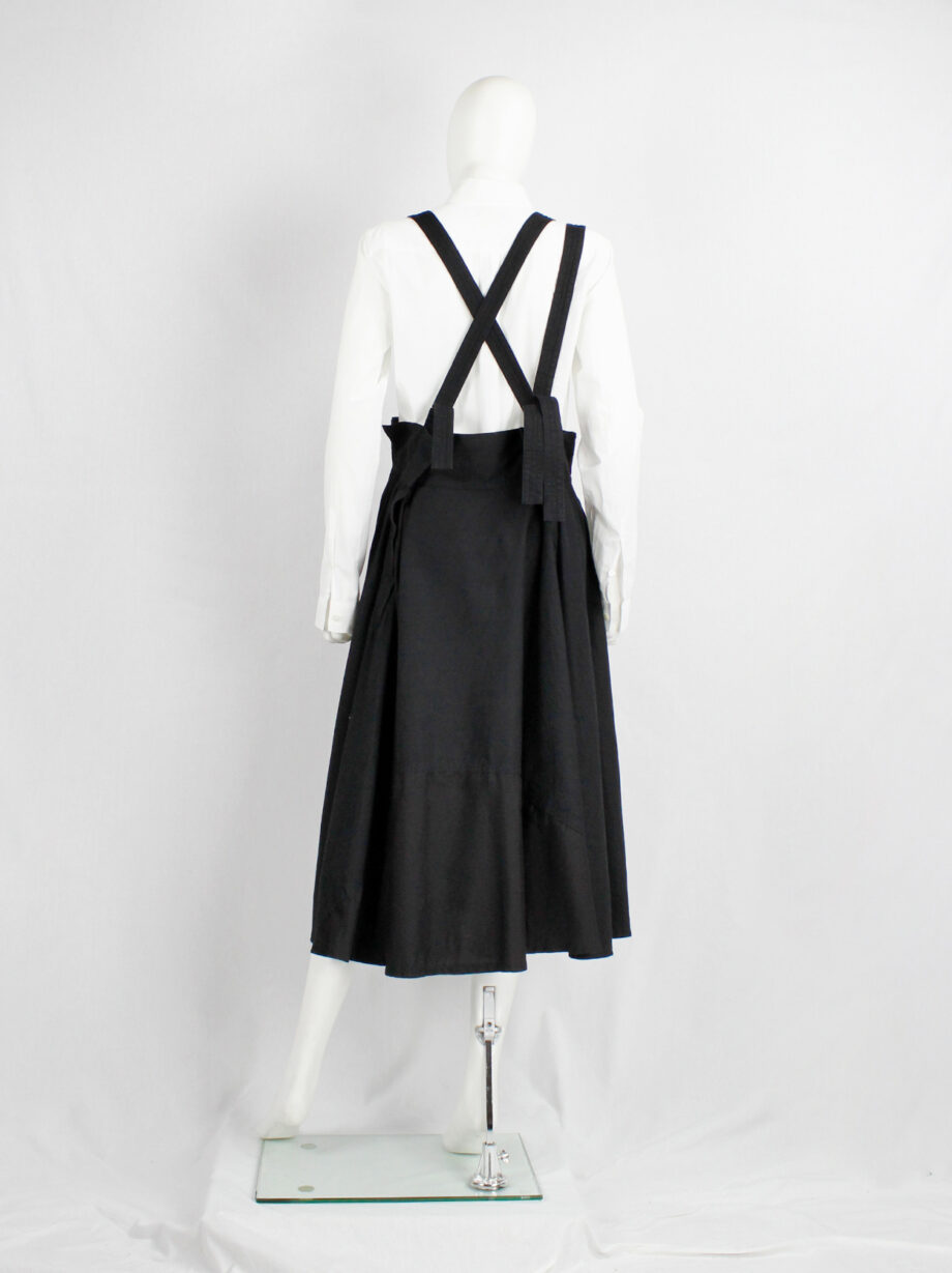 Y’s Red Label black dungaree dress with three suspenders (24)