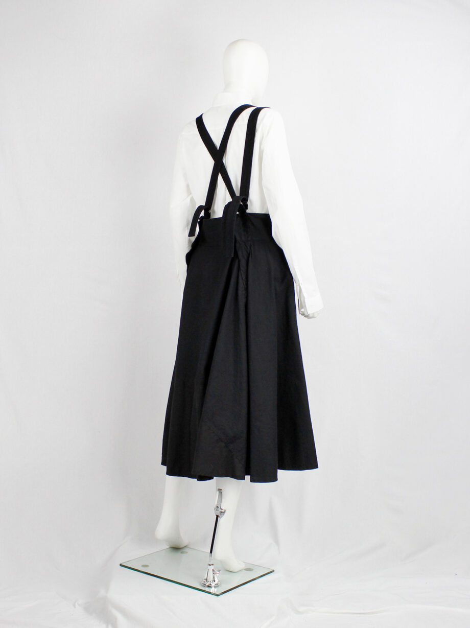Y’s Red Label black dungaree dress with three suspenders (25)
