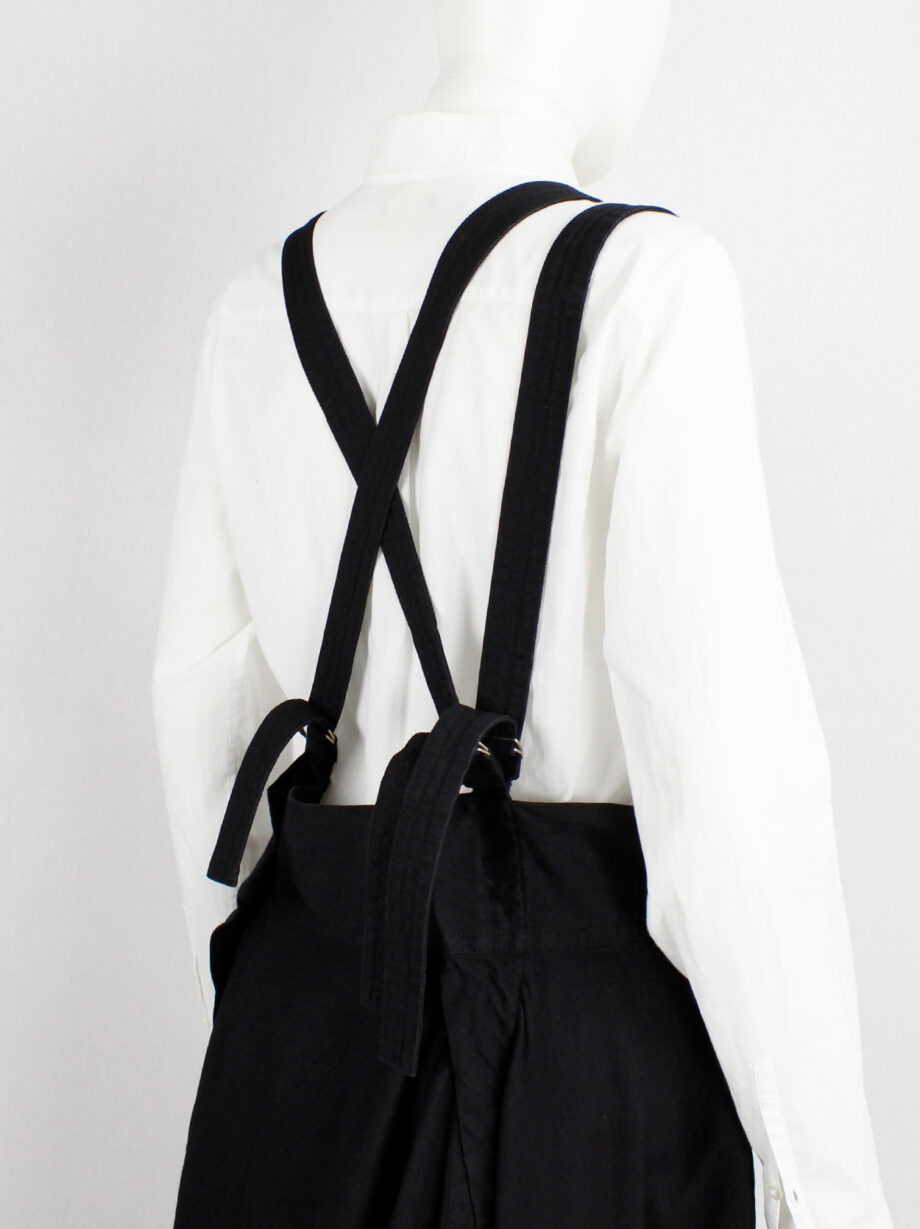 Y’s Red Label black dungaree dress with three suspenders (26)