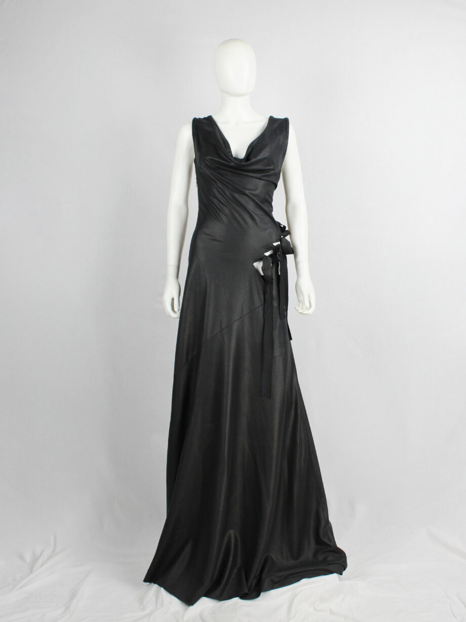 a f Vandevorst black slashed maxi dress with long ribbons fall 2007 (15)