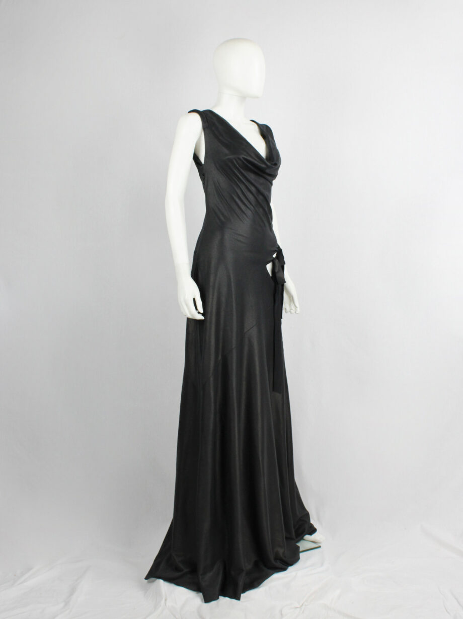 a f Vandevorst black slashed maxi dress with long ribbons fall 2007 (18)