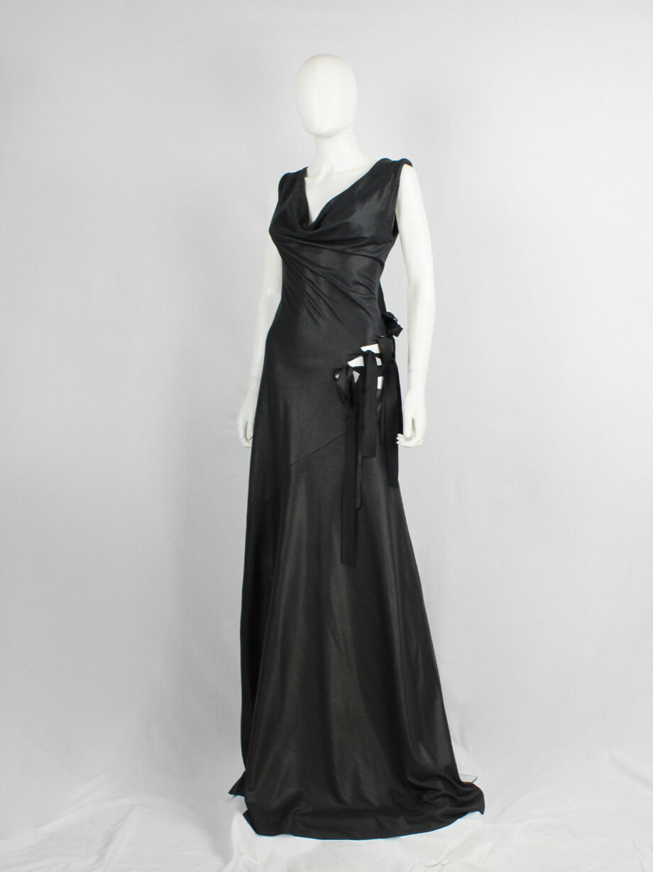 a f Vandevorst black slashed maxi dress with long ribbons fall 2007 (19)