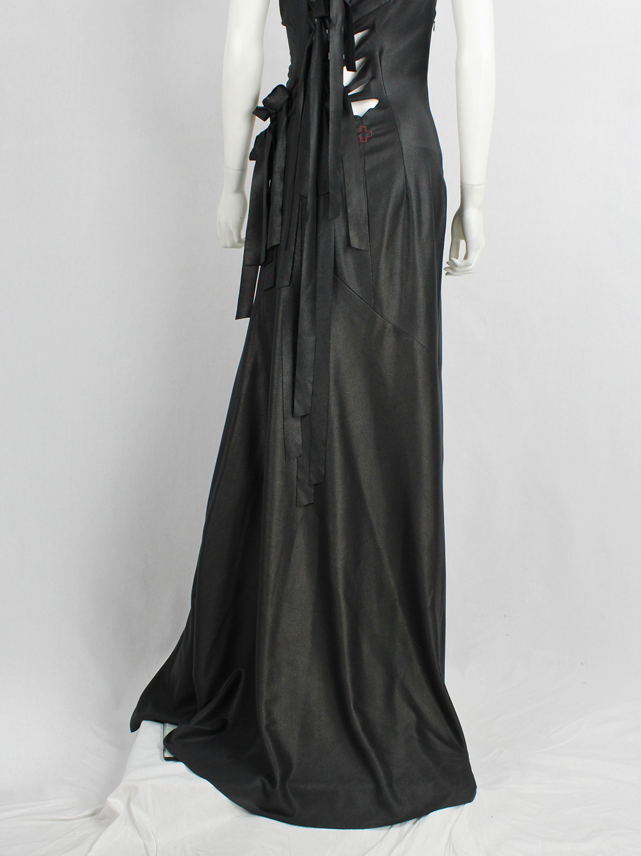 A.F. Vandevorst black slashed maxi dress with long ribbons — fall 2007 ...