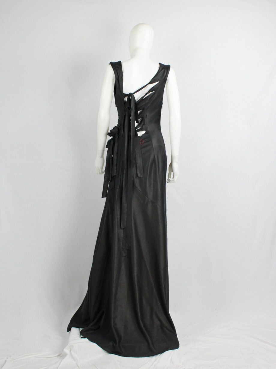 a f Vandevorst black slashed maxi dress with long ribbons fall 2007 (33)