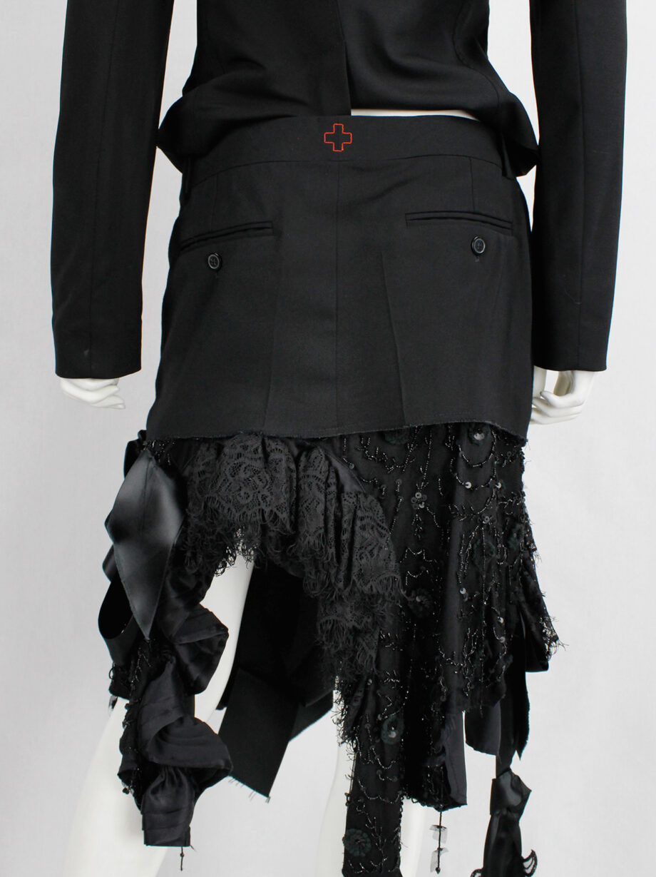 af Vandevorst black skirt made of deconstructed trousers and a wedding dress spring 2017 (2)
