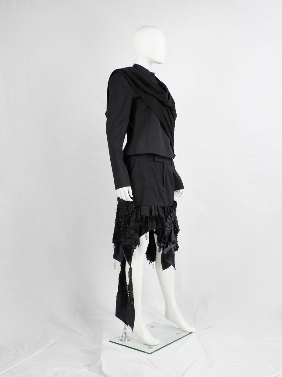 af Vandevorst black skirt made of deconstructed trousers and a wedding dress spring 2017 (20)
