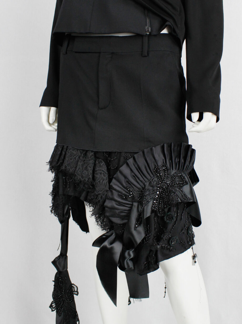 af Vandevorst black skirt made of deconstructed trousers and a wedding dress spring 2017 (23)