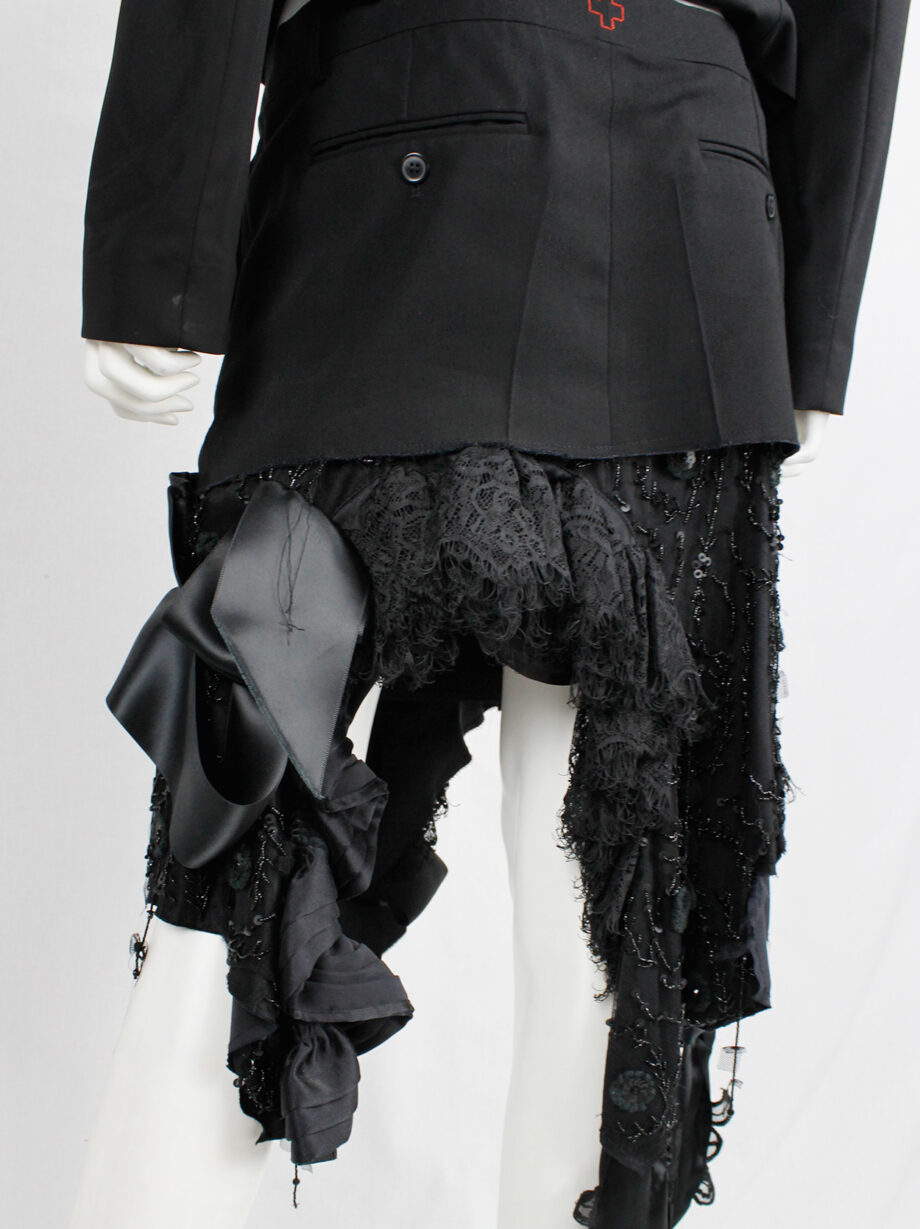 af Vandevorst black skirt made of deconstructed trousers and a wedding dress spring 2017 (5)