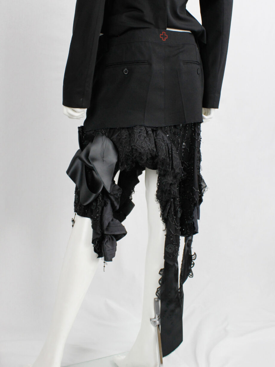 af Vandevorst black skirt made of deconstructed trousers and a wedding dress spring 2017 (6)