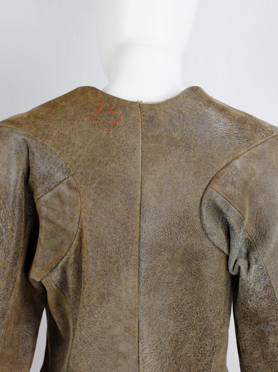 af Vandevorst brown leather panelled maxi dress with back slit fall 2000 (1)