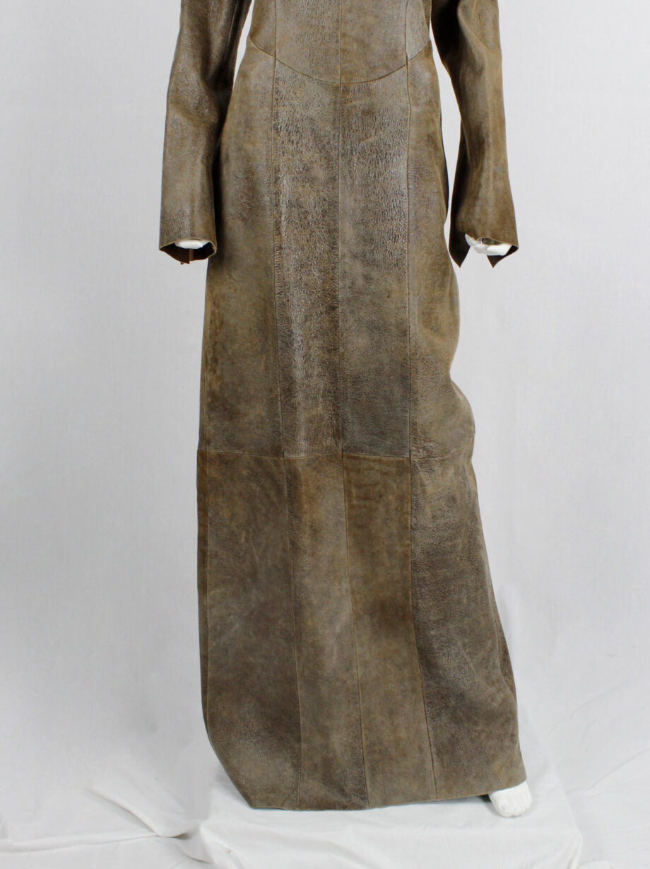 af Vandevorst brown leather panelled maxi dress with back slit fall 2000 (12)