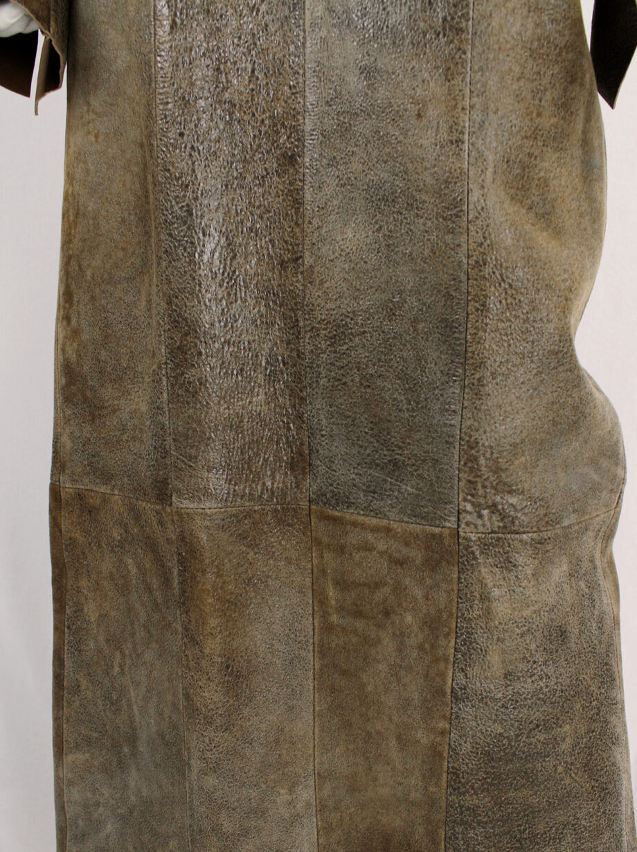 af Vandevorst brown leather panelled maxi dress with back slit fall 2000 (13)