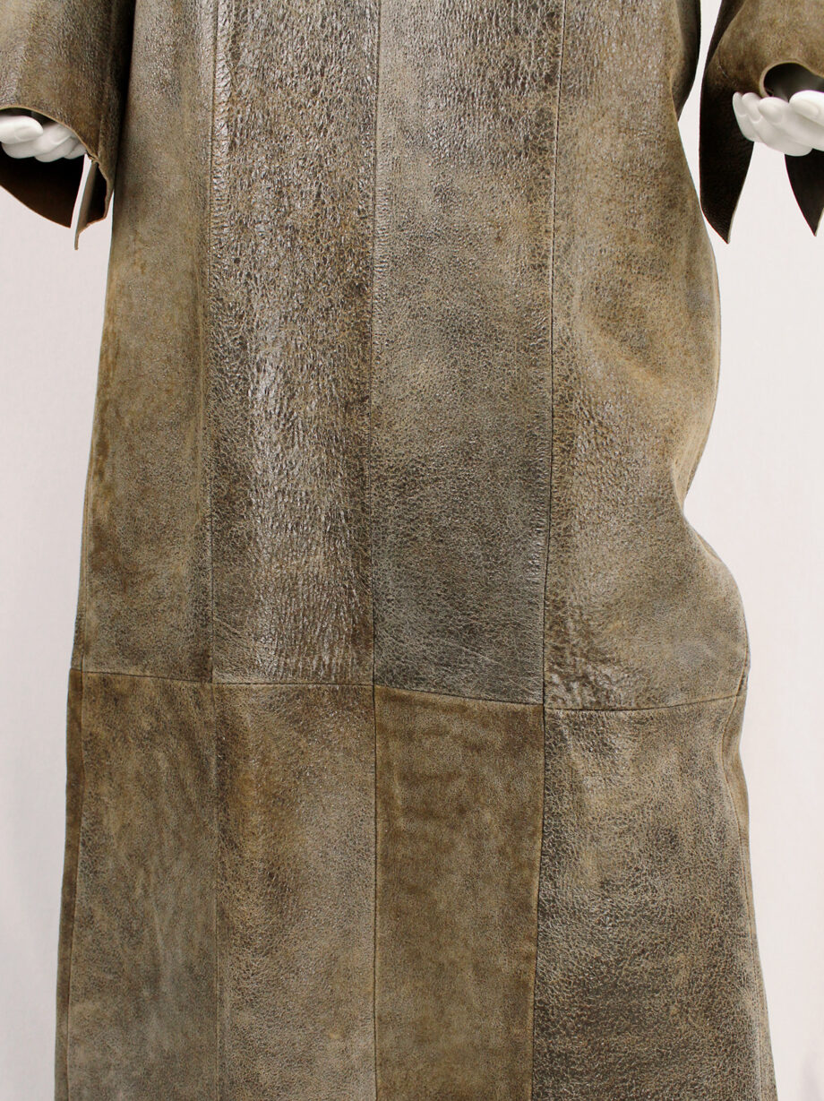 af Vandevorst brown leather panelled maxi dress with back slit fall 2000 (14)