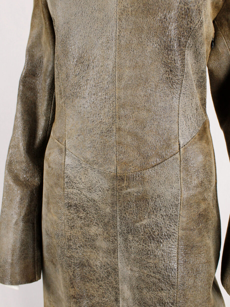 af Vandevorst brown leather panelled maxi dress with back slit fall 2000 (15)