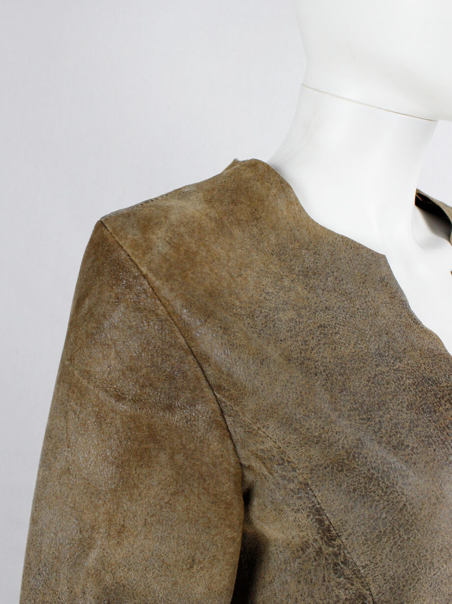 af Vandevorst brown leather panelled maxi dress with back slit fall 2000 (19)