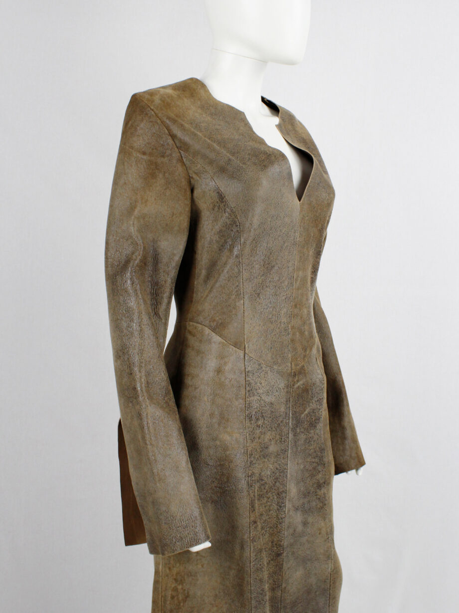 af Vandevorst brown leather panelled maxi dress with back slit fall 2000 (20)