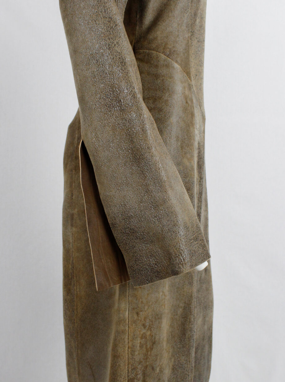 af Vandevorst brown leather panelled maxi dress with back slit fall 2000 (22)
