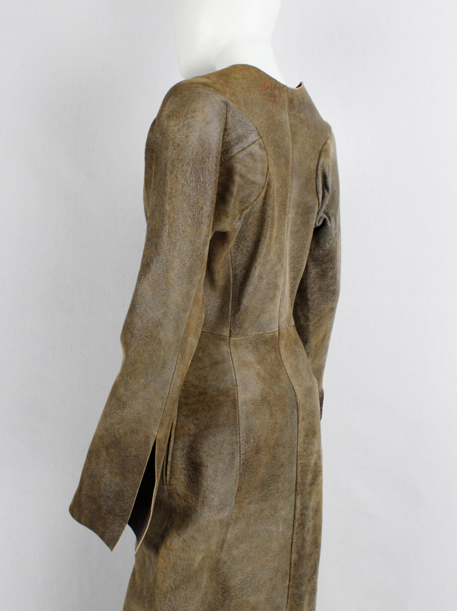 af Vandevorst brown leather panelled maxi dress with back slit fall 2000 (23)